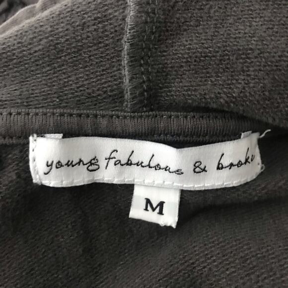 Young Fabulous & Broke Medium M Gray Ruched Full Zip Sweatshirt French Terry - Picture 6 of 8